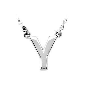 Sterling Silver, Kendall Collection, Block Initial Y Necklace, 16 Inch
